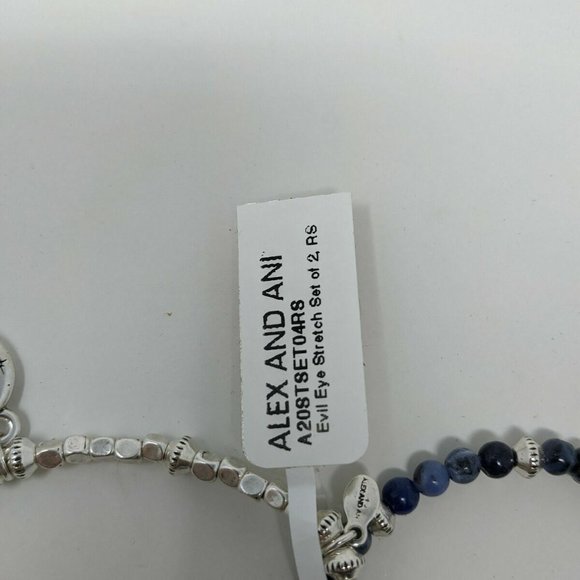 Alex & Ani Evil Eye Charm Beaded Stretch Bracelets, Women's Size 6"-7.5" -Silver - Picture 5 of 6